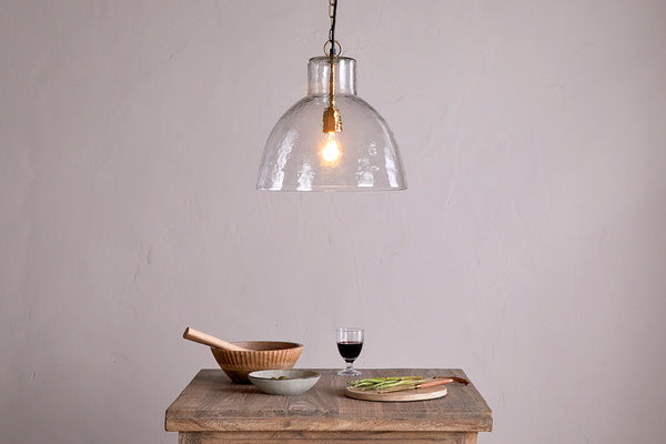 Inayah Recycled Glass Pendant - Clear-Trade nkuku