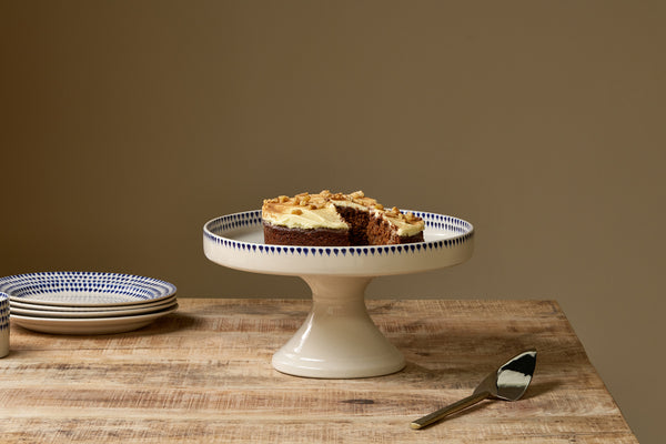 Indigo Drop Ceramic Stand - Cream & Indigo