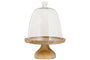 Kannati Mango Wood & Glass Cheese Stand - Clear-Trade nkuku