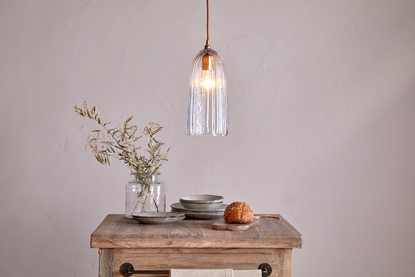 Lumina Recycled Glass Pendant - Clear-Trade nkuku