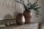 Linsy Ribbed Glass Vase - Smoke Brown
