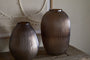 Linsy Ribbed Glass Vase - Smoke Brown