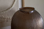 Linsy Ribbed Glass Vase - Smoke Brown