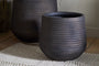 Lmaga Metal Grooved Planter - Aged Black