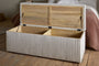 Sanja Stripe Cotton & Linen Upholstered Storage Bench - Grey