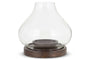 Naryla Mango Wood Lantern - Dark Stain & Clear