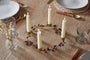 Tanu Mango Wood Beaded Candle Holder - Brass & Ruby