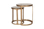 Khidki Cast Metal & Glass Nesting Side Tables - Antique Brass (Set of 2)
