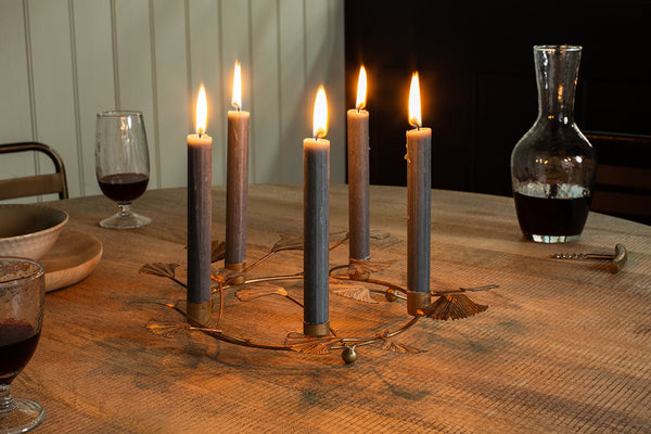 Nkuku CANDLES HOLDERS & LANTERNS Khamila Leaf Iron Candle Holder