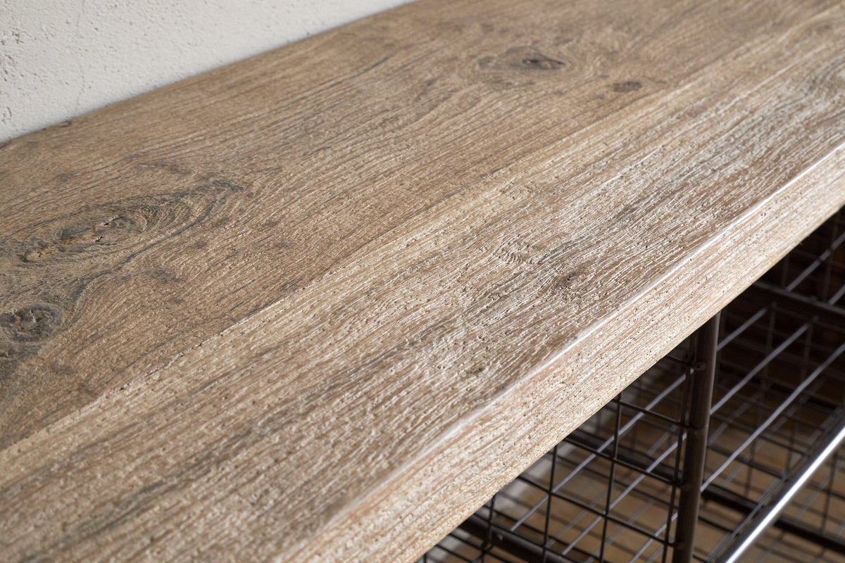 Abha Reclaimed Wood & Iron Storage Bench - Natural