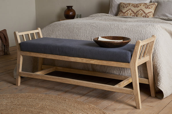 Avanthi Upholstered Sleigh Bench - Charcoal