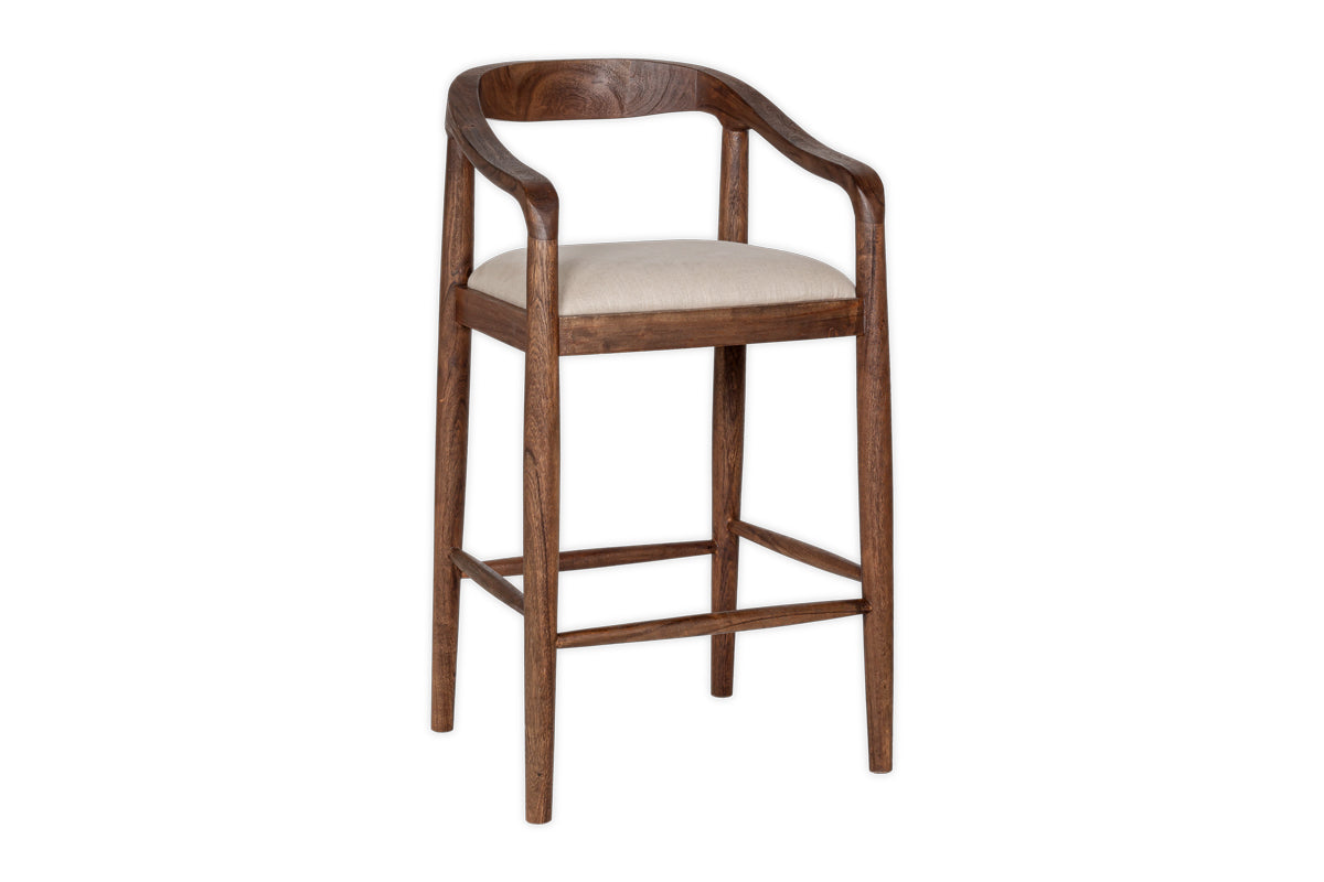 Anbu Acacia Upholstered Counter Chair - Washed Walnut-Trade nkuku