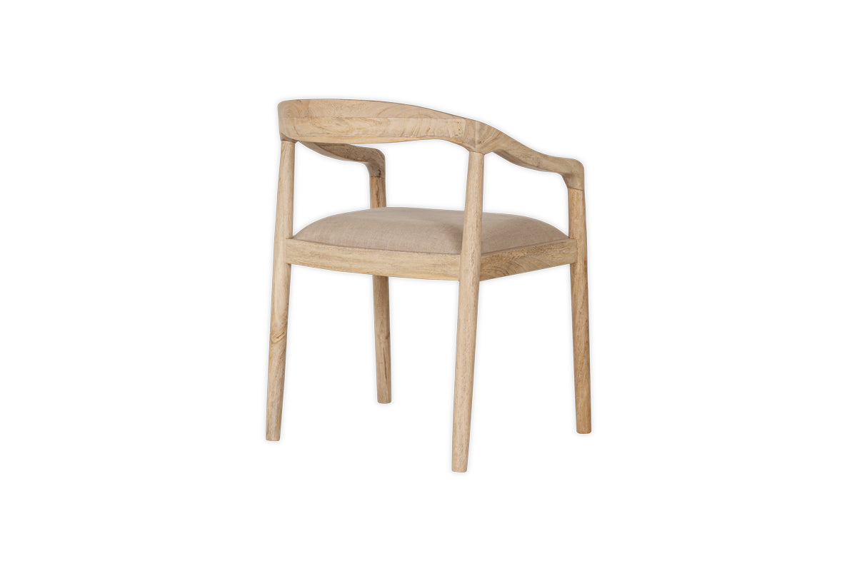 Anbu Mango Wood Upholstered Dining Chair - Natural-Trade nkuku