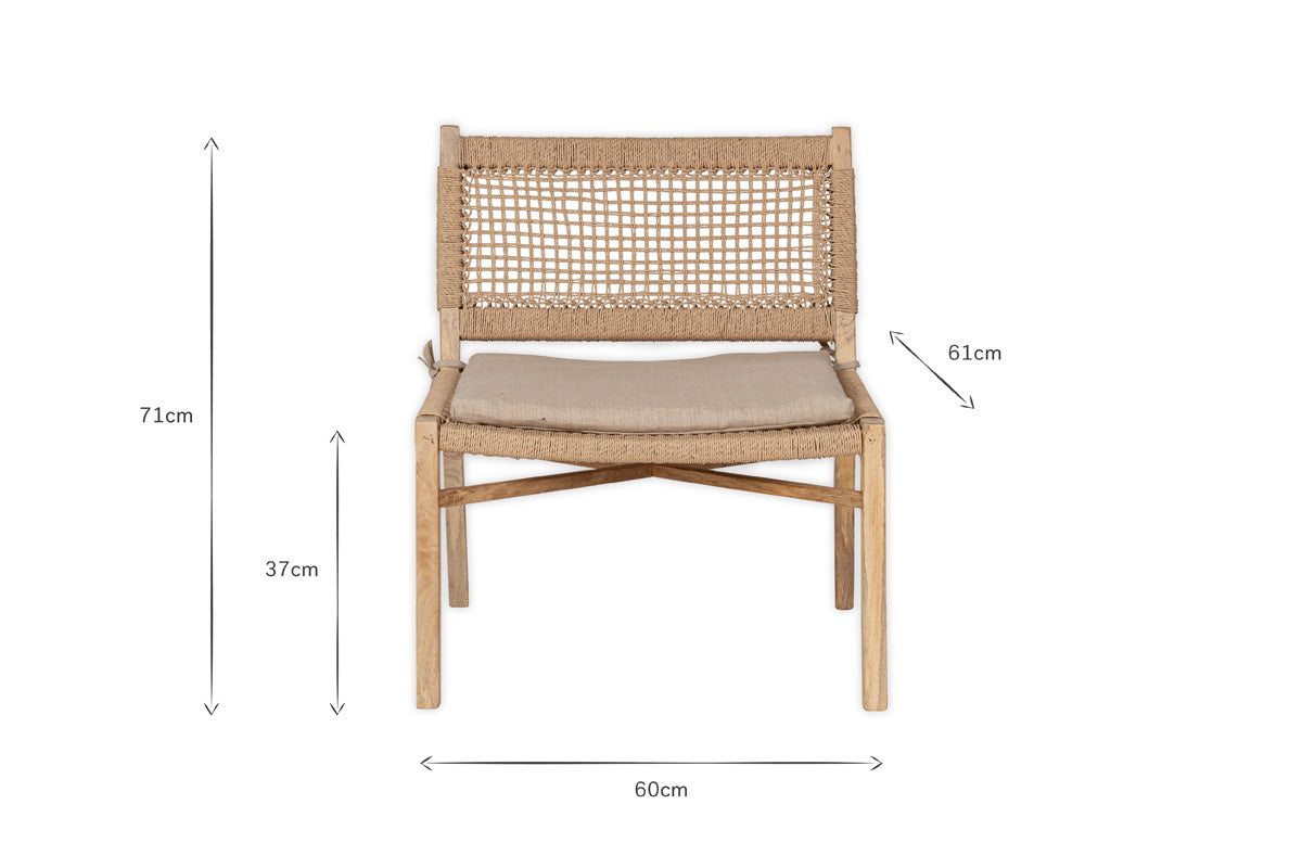 Aamani Mango Wood & Cord Occasional Chair - Natural-Trade nkuku