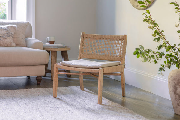 Aamani Mango Wood & Cord Occasional Chair - Natural-Trade nkuku