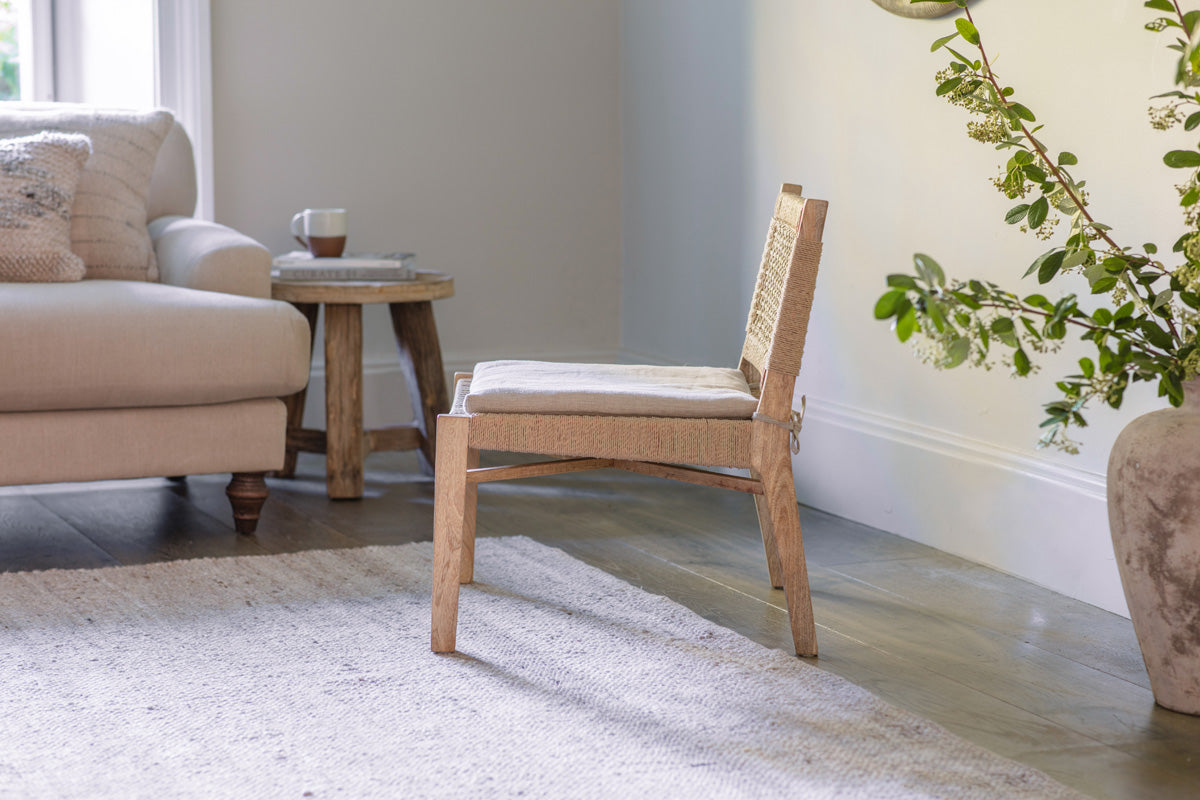 Aamani Mango Wood & Cord Occasional Chair - Natural-Trade nkuku