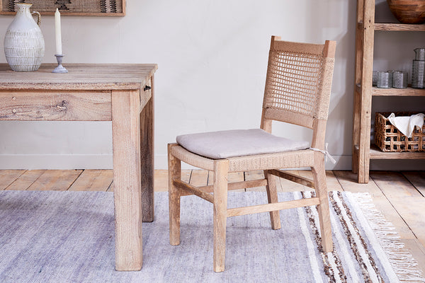 Aamani Mango Wood & Cord Dining Chair - Natural-Trade nkuku