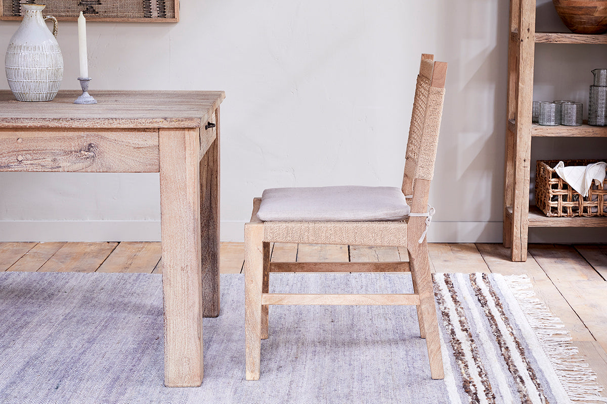 Aamani Mango Wood & Cord Dining Chair - Natural-Trade nkuku