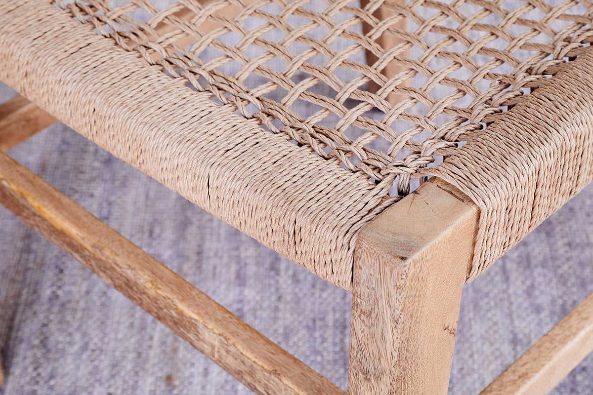 Aamani Mango Wood & Cord Dining Chair - Natural-Trade nkuku