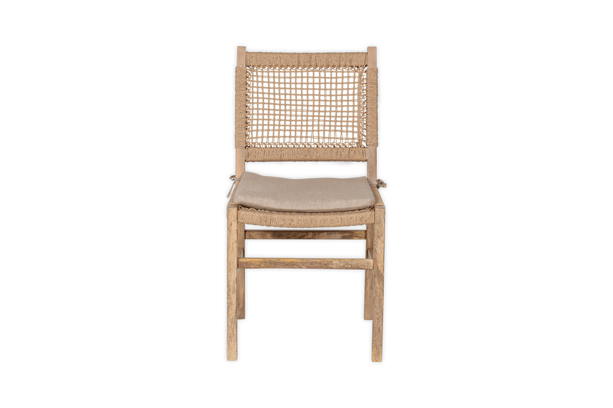 Aamani Mango Wood & Cord Dining Chair - Natural-Trade nkuku