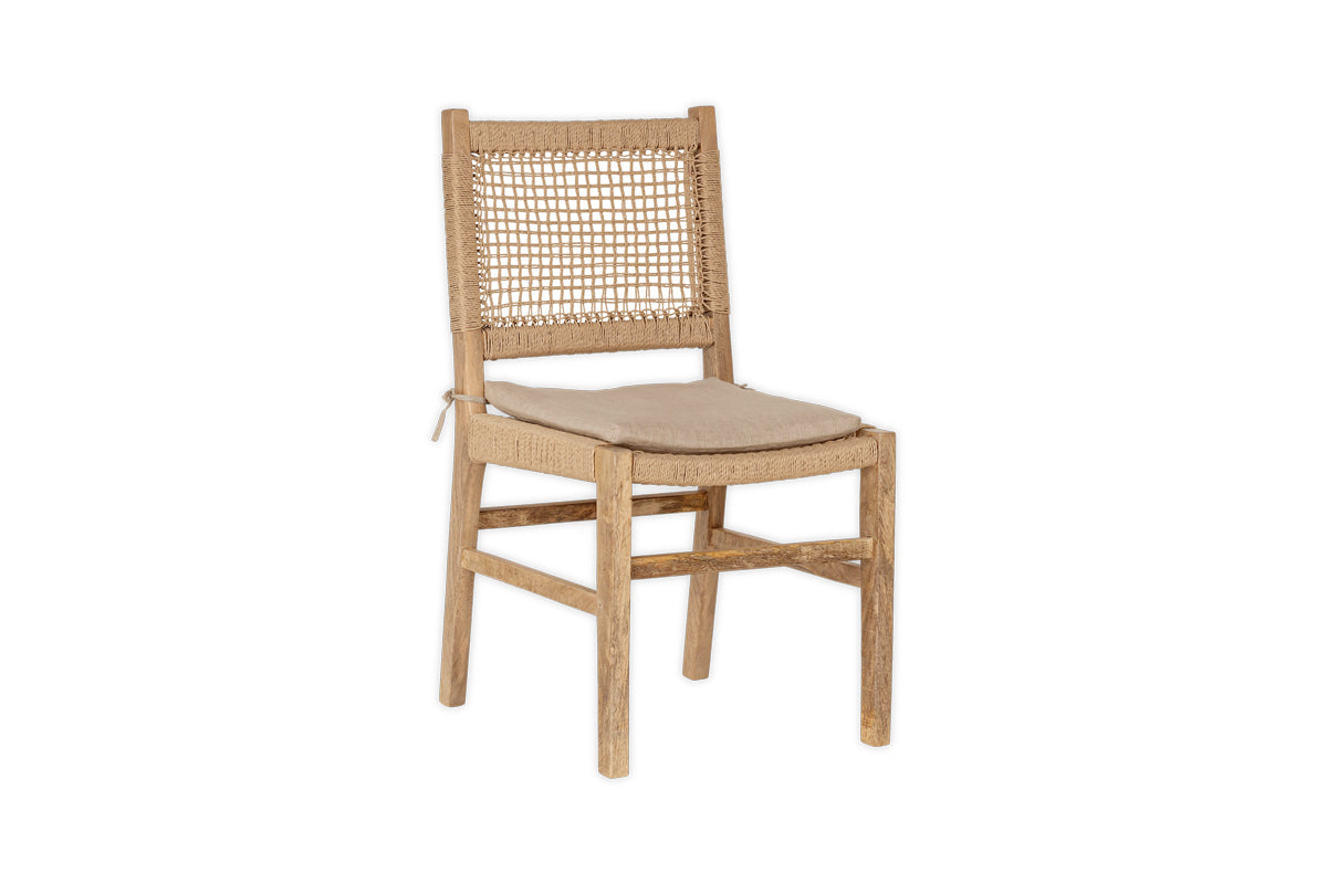 Aamani Mango Wood & Cord Dining Chair - Natural-Trade nkuku