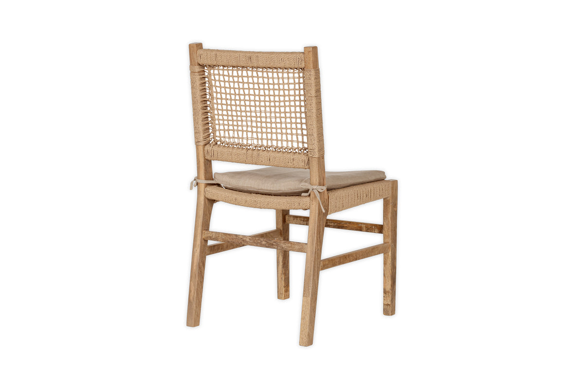 Aamani Mango Wood & Cord Dining Chair - Natural-Trade nkuku