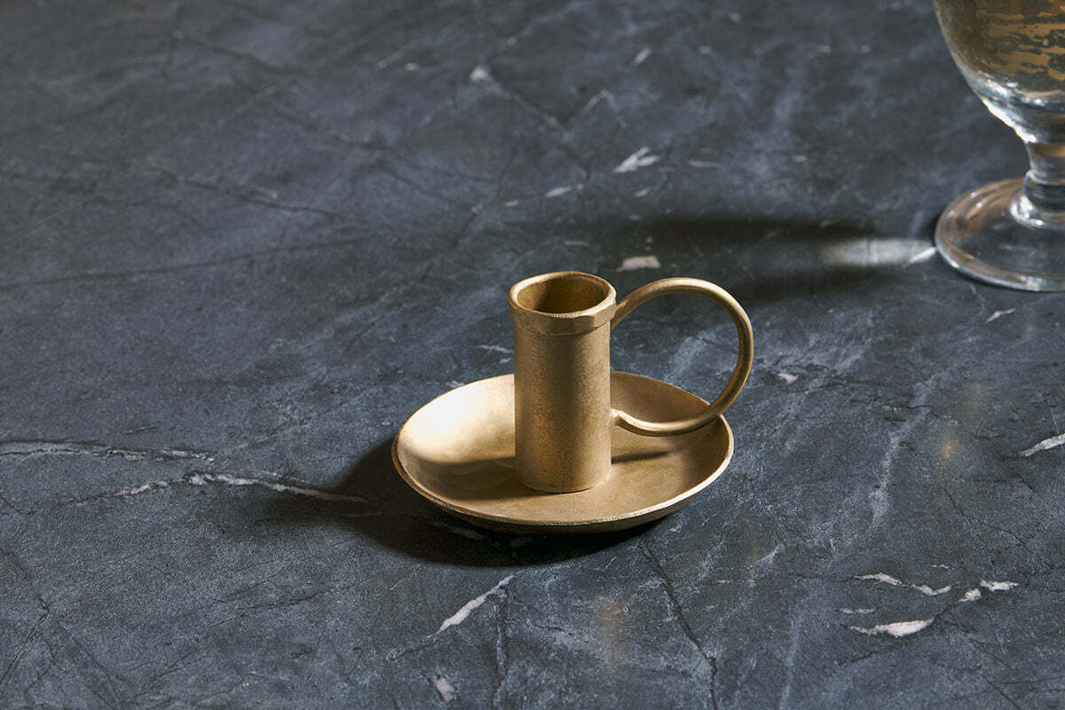 Amri Iron Candlestick - Antique Brass