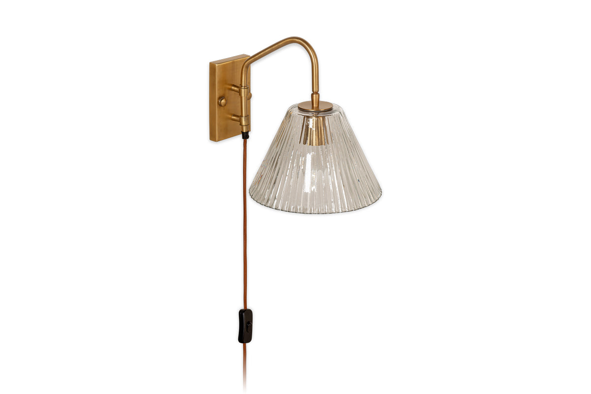 Akoli Glass Wall Lamp - Clear & Antique Brass