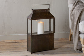 Akoko Wide Lantern - Brown Patina
