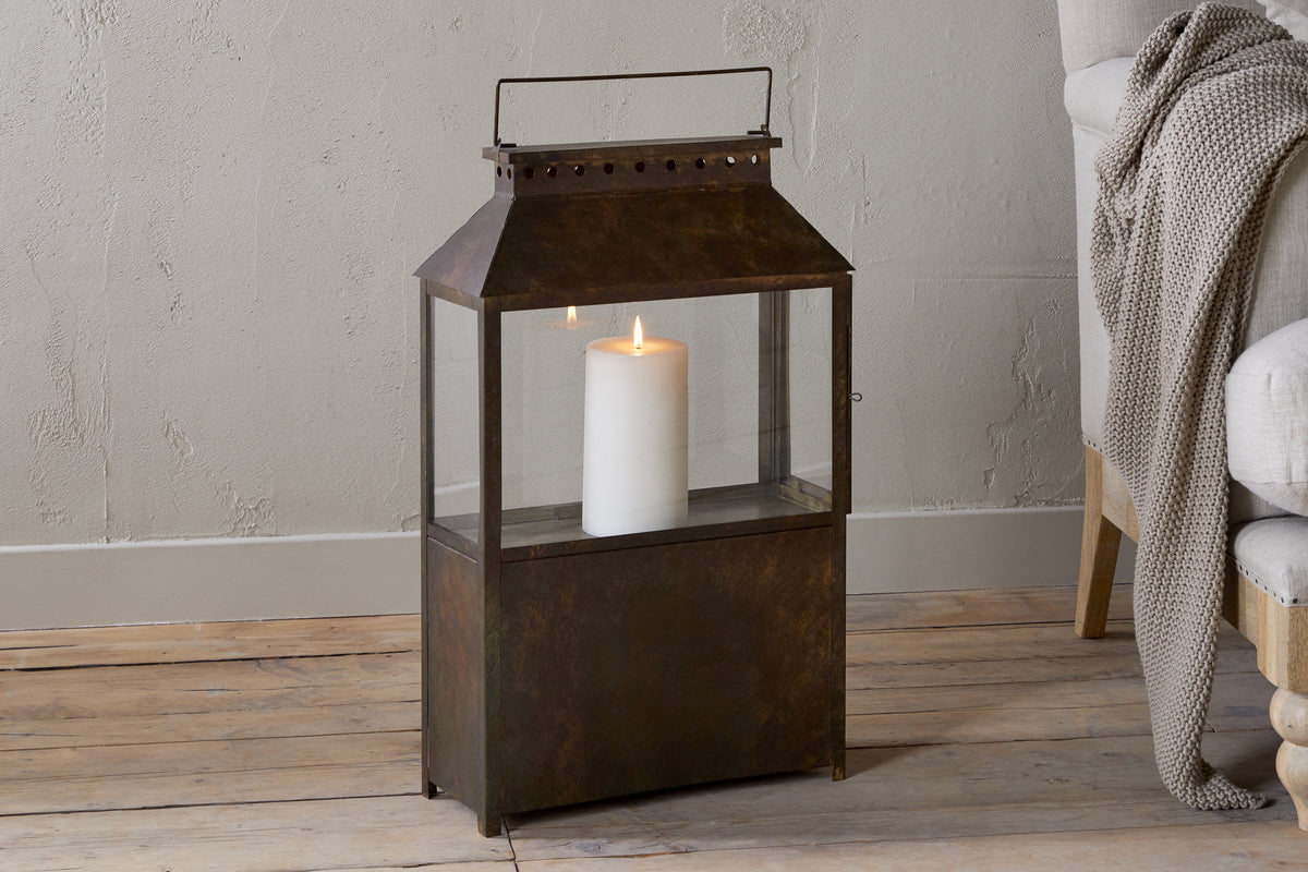 Akoko Wide Lantern - Brown Patina