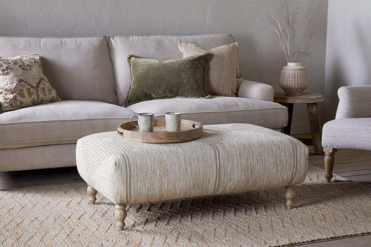 Aranya Upholstered Ottoman - Natural