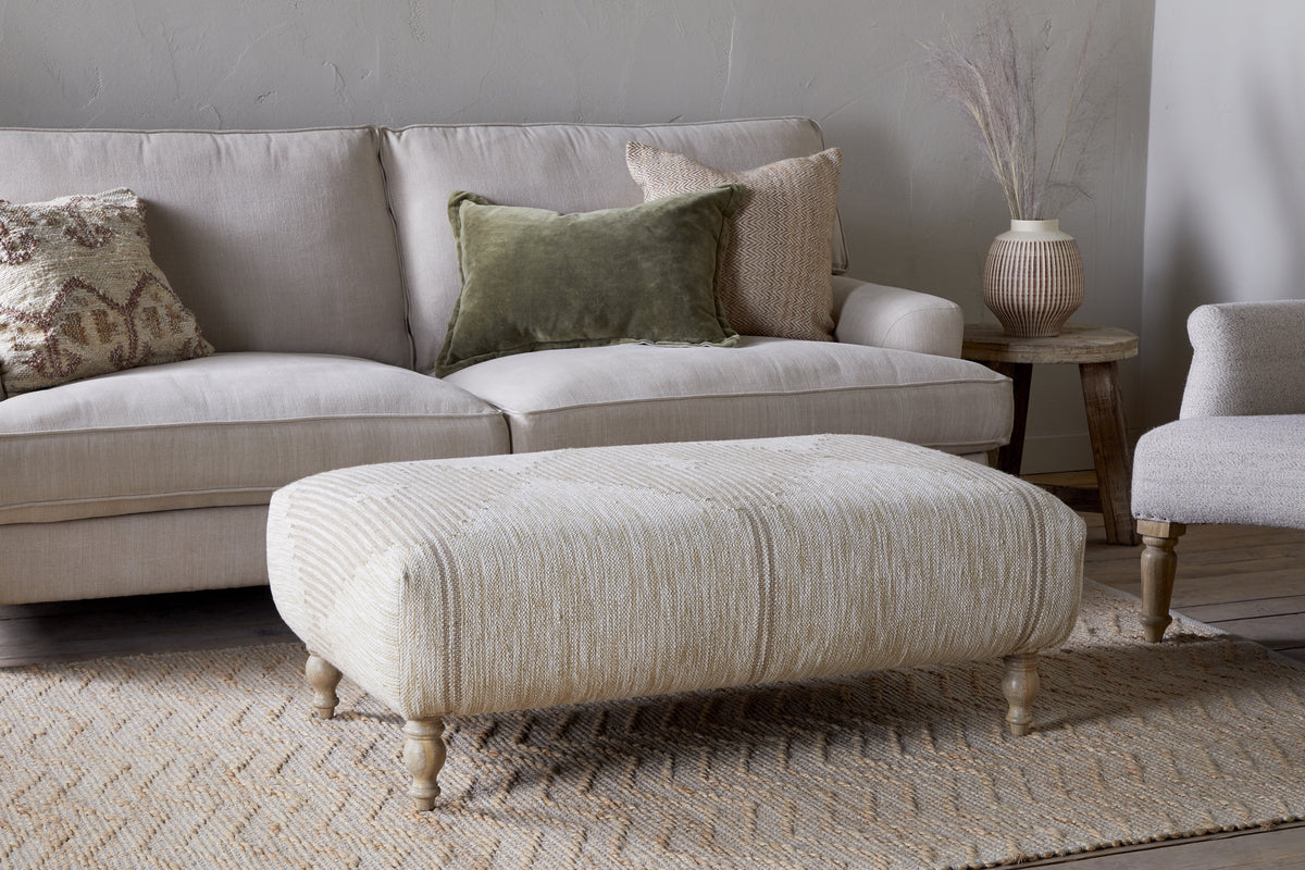 Aranya Upholstered Ottoman - Natural