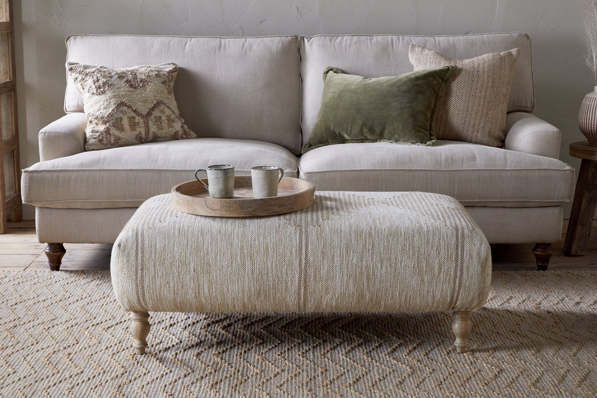 Aranya Upholstered Ottoman - Natural