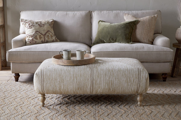 Aranya Upholstered Ottoman - Natural