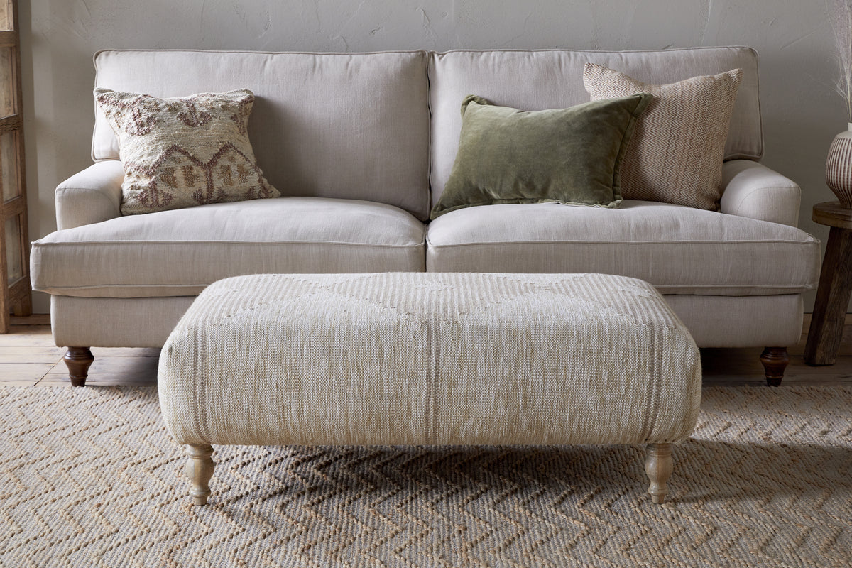 Aranya Upholstered Ottoman - Natural