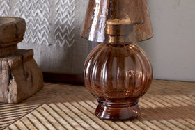 Adesola Glass Tealight Holder Lamp - Amber