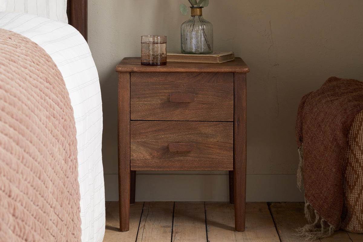 Anbu Acacia Bedside Table - Washed Walnut
