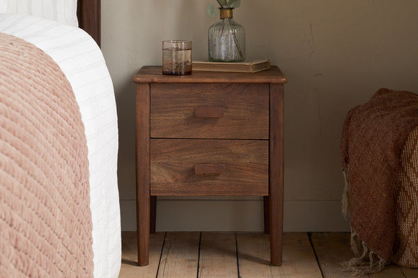 Anbu Acacia Bedside Table - Washed Walnut