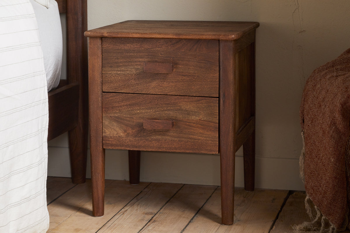 Anbu Acacia Bedside Table - Washed Walnut