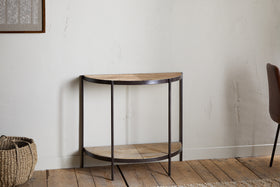 Aasha Mango Wood Half Moon Console Table - Natural