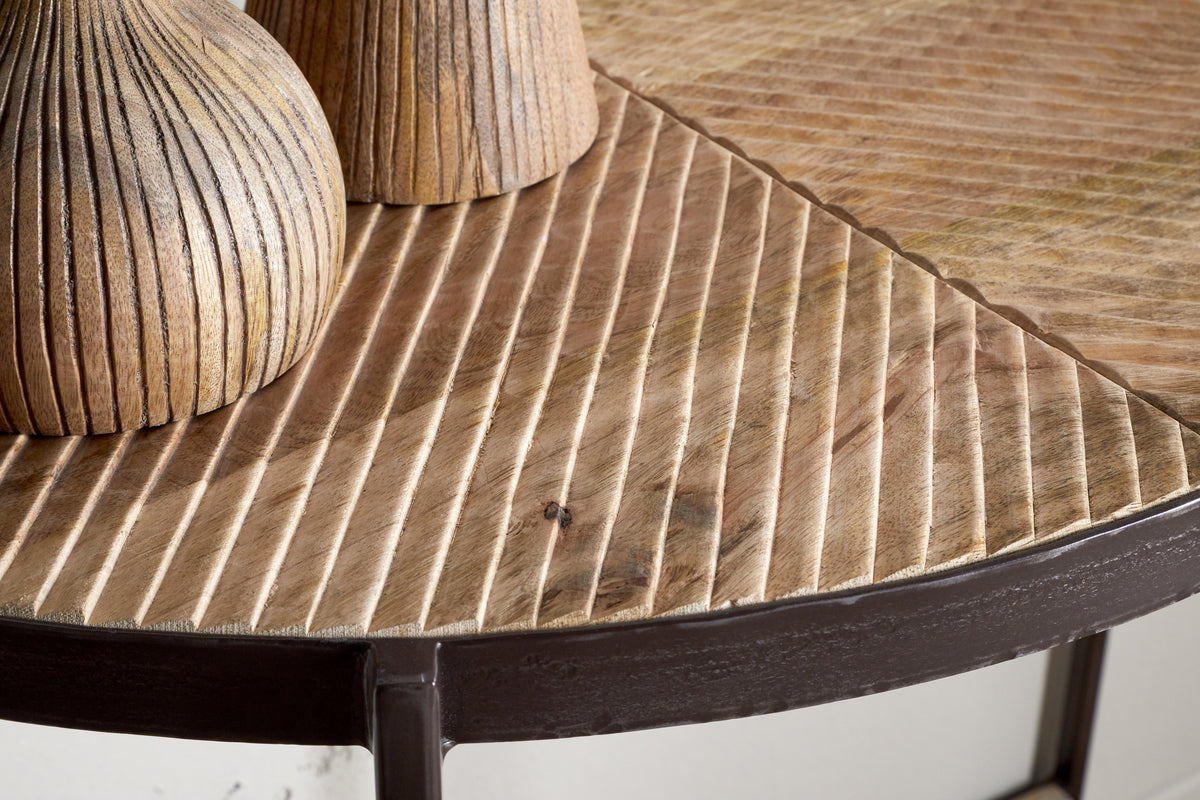 Aasha Mango Wood Half Moon Console Table - Natural