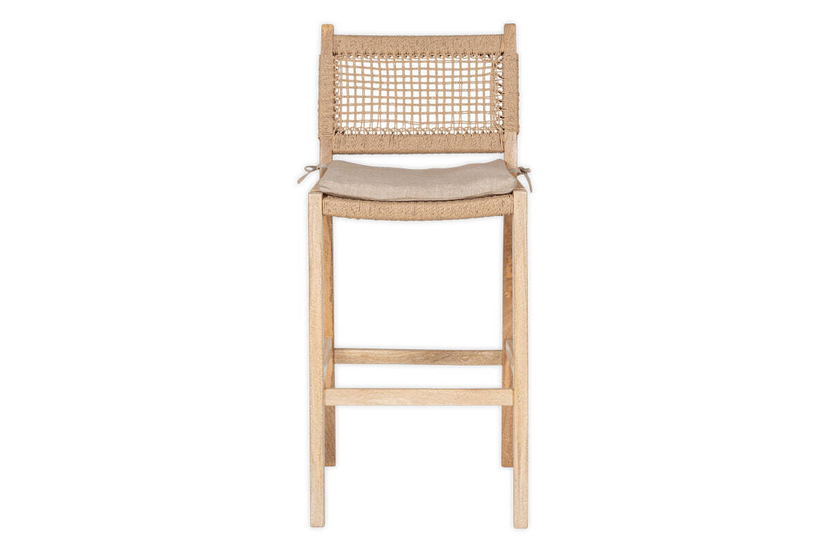 Aamani Mango Wood & Cord Counter Chair - Natural
