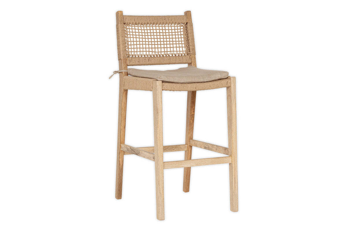 Aamani Mango Wood & Cord Counter Chair - Natural