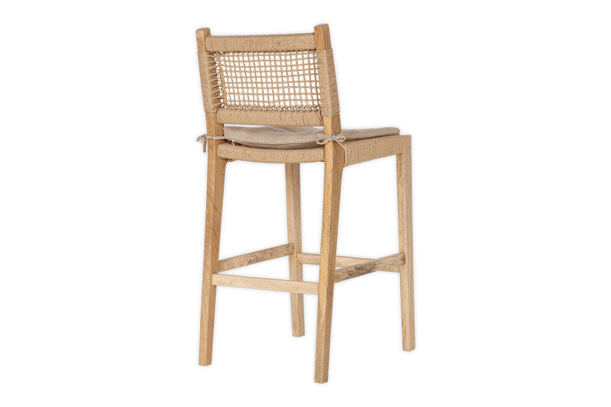 Aamani Mango Wood & Cord Counter Chair - Natural