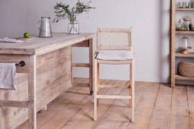 Aamani Mango Wood & Cord Counter Chair - Natural