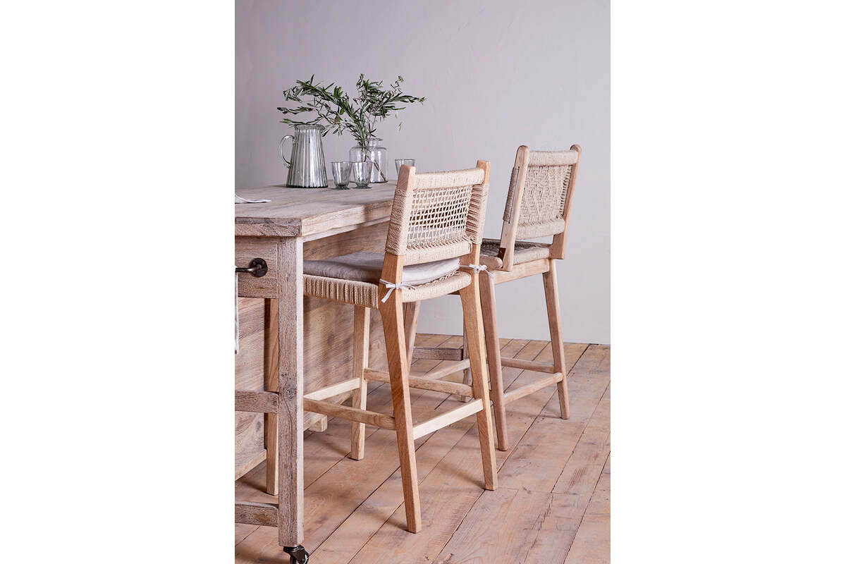 Aamani Mango Wood & Cord Counter Chair - Natural