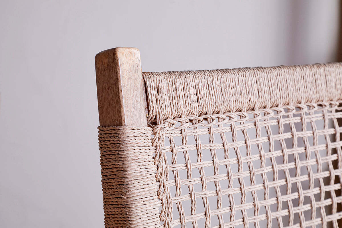Aamani Mango Wood & Cord Counter Chair - Natural