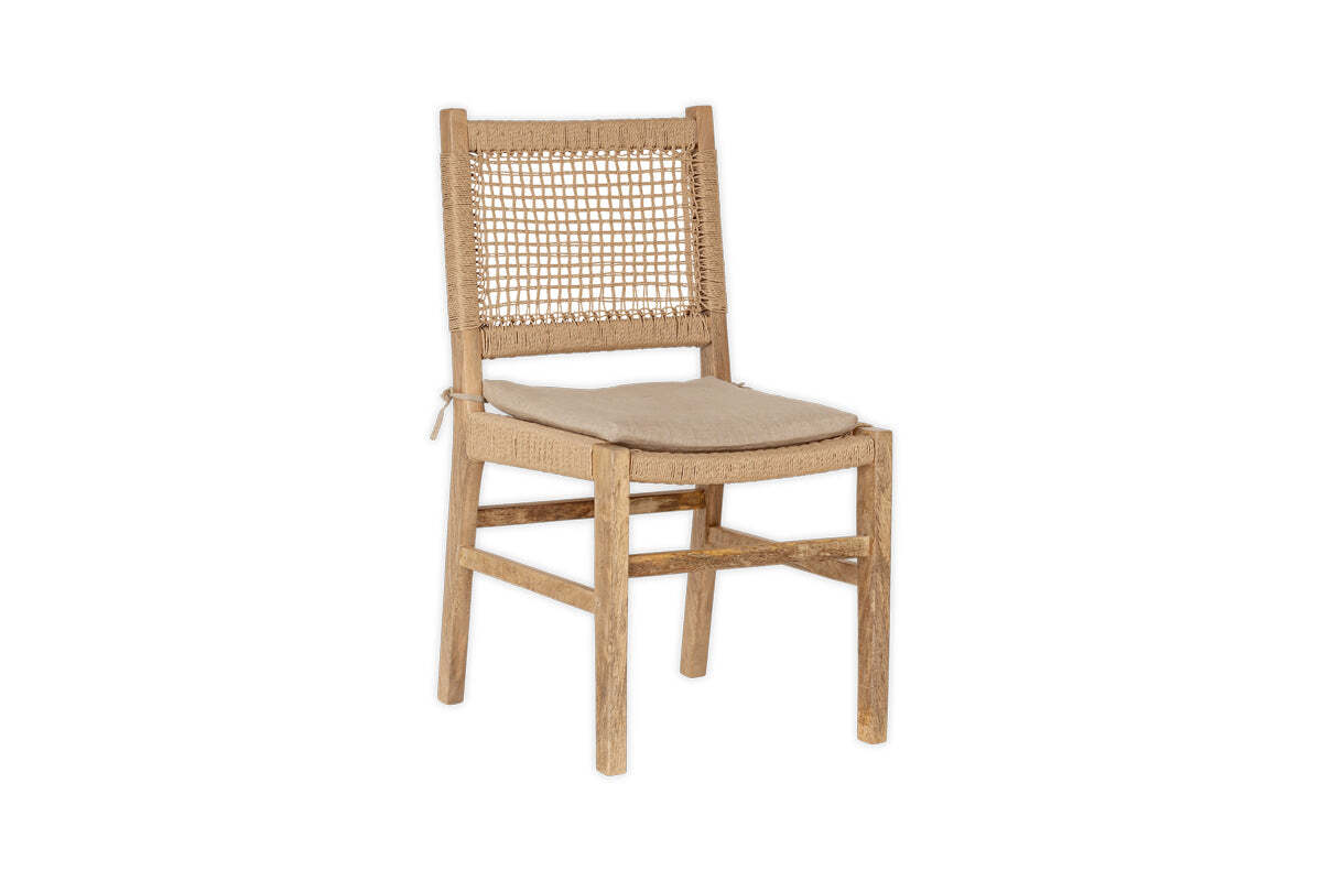 Aamani Mango Wood & Cord Dining Chair - Natural
