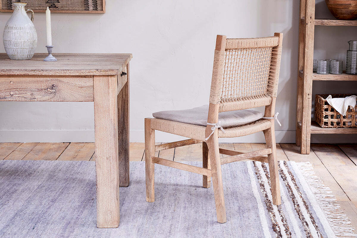 Aamani Mango Wood & Cord Dining Chair - Natural