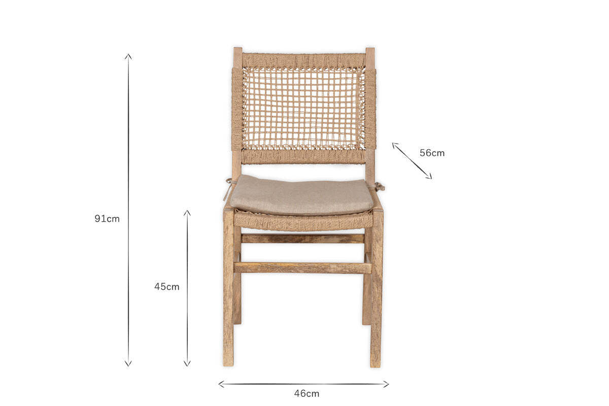 Aamani Mango Wood & Cord Dining Chair - Natural